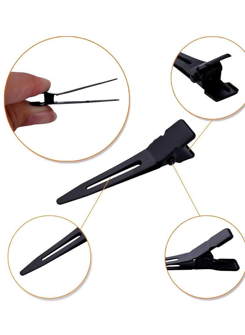 BronaGrand 100pcs Black Single Prong Curl Clips Sectioning Clips Metal Alligator Hair Pins Styling Clips for Women Men Girls Hair Extensions Salon Haircut, 4.5 cm x 0.8 cm  - Image 4