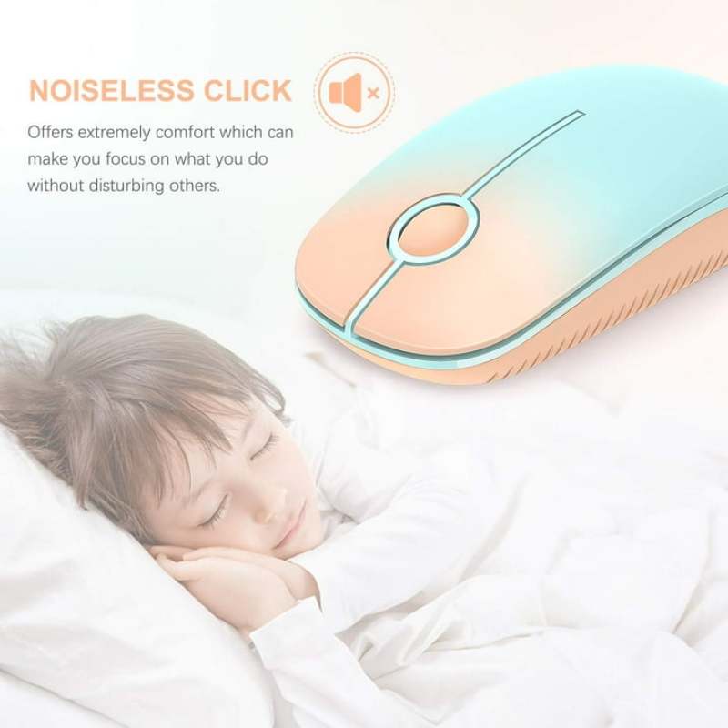 Wireless Mouse: 3-Button Slim Ergonomic Ambidextrous Blue Orange Gradient - 2.4GHz Stable 15M Connection Quiet Click Plug And Play - Optical Portable Mouse for Home Office Windows Mac Devices - Image 2