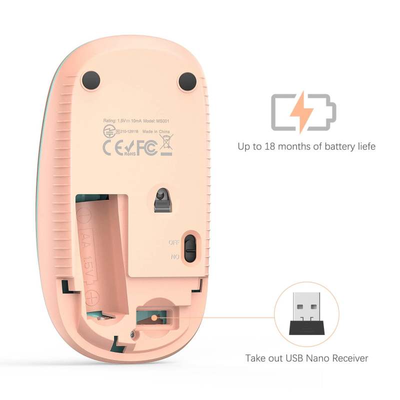 Wireless Mouse: 3-Button Slim Ergonomic Ambidextrous Blue Orange Gradient - 2.4GHz Stable 15M Connection Quiet Click Plug And Play - Optical Portable Mouse for Home Office Windows Mac Devices - Image 5