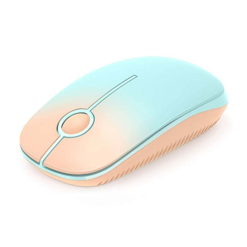 Wireless Mouse: 3-Button Slim Ergonomic Ambidextrous Blue Orange Gradient - 2.4GHz Stable 15M Connection Quiet Click Plug And Play - Optical Portable Mouse for Home Office Windows Mac Devices - Image 1