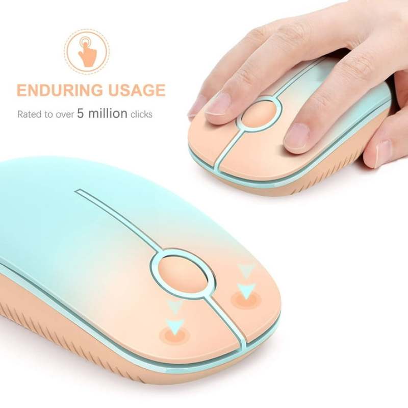 Wireless Mouse: 3-Button Slim Ergonomic Ambidextrous Blue Orange Gradient - 2.4GHz Stable 15M Connection Quiet Click Plug And Play - Optical Portable Mouse for Home Office Windows Mac Devices - Image 3