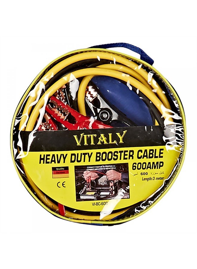 VITALY Heavy Duty 600AMP Jumper Booster Cables - 3 Meters, Professional Grade for Car, SUV, & Van