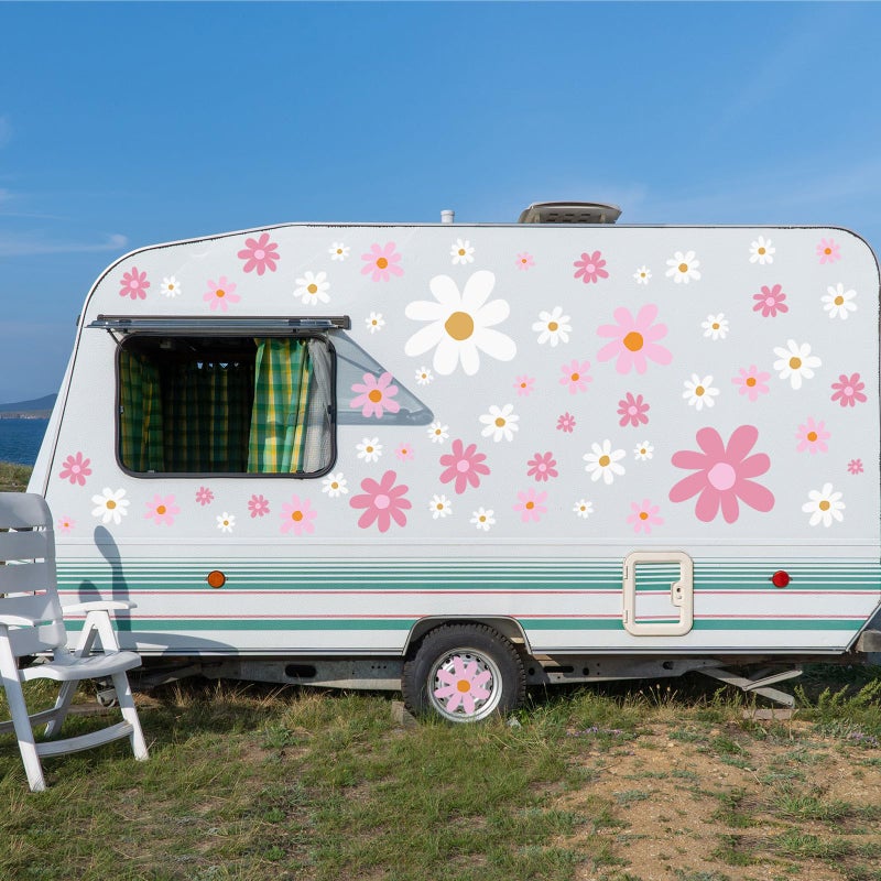 Dinifee 12 Sheets Daisy Stickers 147 Pcs Daisy Flower Car Decals Vinyl Self Adhesive Retro Flower Car Stickers Cling for Bumper Window Laptop Scratch Cover Wall Mirror Truck Decoration(Cute Style) - Image 5