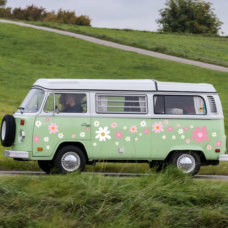 Dinifee 12 Sheets Daisy Stickers 147 Pcs Daisy Flower Car Decals Vinyl Self Adhesive Retro Flower Car Stickers Cling for Bumper Window Laptop Scratch Cover Wall Mirror Truck Decoration(Cute Style) - Image 4