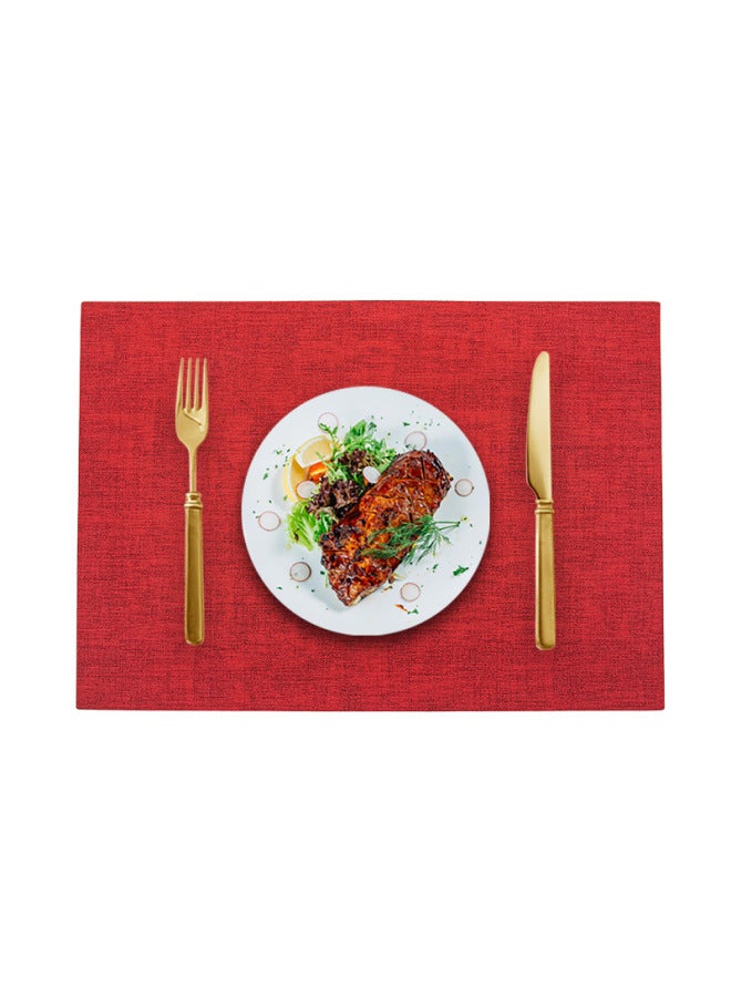 2025 Style Leather Placemat Waterproof Oil-Proof Heat Insulation Mat Hotel Premium Table Mat Nordic Ins Style Western Placemat-Color:Right Angle-red-5#-Specifications:43cm×30cm - Image 1