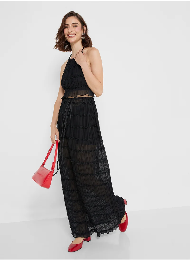 Ginger Halter Neck Tie Up Top & Maxi Skirt Set