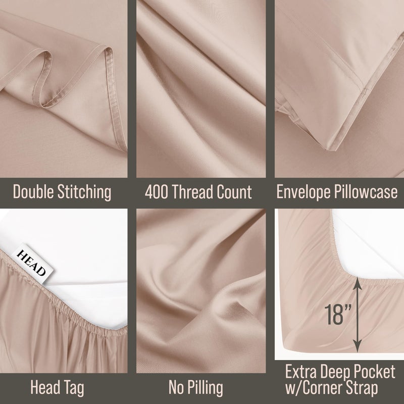 BC BELLA COTERIE Bella Coterie Luxury Bamboo Viscose 34â€ Split Top King Size Sheet Set | 1 Fitted Sheet for Sleep Number & Adjustable Beds | 100% Organically Grown | Cooling & Soft | 18â€ Deep Pocket [Dusty Rose] - Image 4