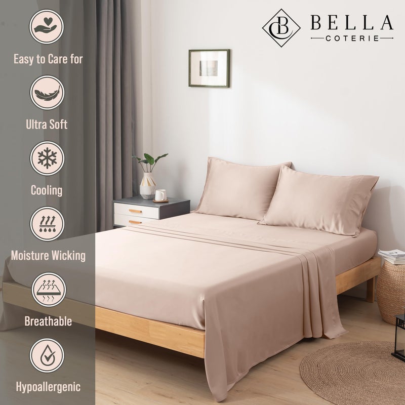 BC BELLA COTERIE Bella Coterie Luxury Bamboo Viscose 34â€ Split Top King Size Sheet Set | 1 Fitted Sheet for Sleep Number & Adjustable Beds | 100% Organically Grown | Cooling & Soft | 18â€ Deep Pocket [Dusty Rose] - Image 3