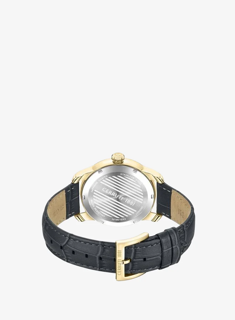 CERRUTI 1881  Balvano 41mm Men's Analog Watch with Grey Genuine Leather Strap for Men | Best Price UAE