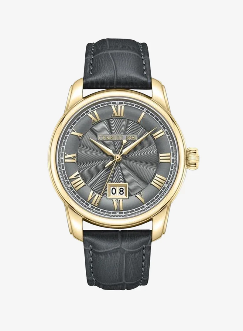 Balvano 41mm Men's Analog Watch with Grey Genuine Leather Strap