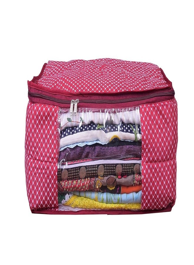 ABBASI Saree Cover Storage Bag Big for Clothes with Zip Organizer for Wardrobe, Large Design Boxes (Red, Pack of 8) - Image 4