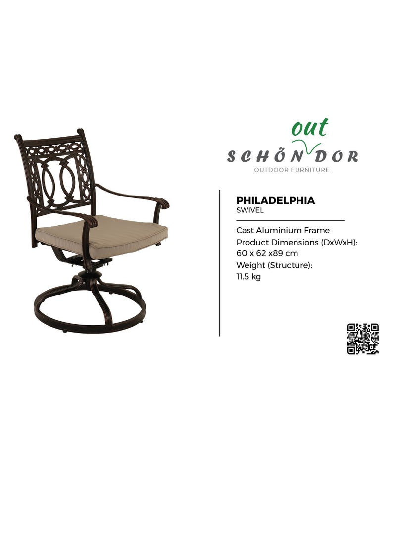 أثاث شندور فيلادلفيا | كرسي دوار | مصنوع من الألومنيوم المصبوب | أثاث خارجي | تناول الطعام في الهواء الطلق | الفناء | حديقة | الفناء الخلفي | مطاعم - Image 4