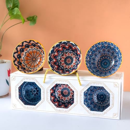 Femora Ceramic Bowl Set of 6 – Microwave & Dishwasher Safe, BPA & Lead-Free Dinner Bowls for Snacks, Rice, Dal, Fruits, Salad | Elegant Serving Bowls, Gift-Pack Ideal for Gifting-Paisley Print - Image 1