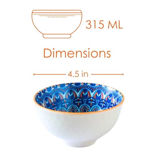 Femora Ceramic Bowl Set of 6 – Microwave & Dishwasher Safe, BPA & Lead-Free Dinner Bowls for Snacks, Rice, Dal, Fruits, Salad | Elegant Serving Bowls, Gift-Pack Ideal for Gifting-Paisley Print - Image 5