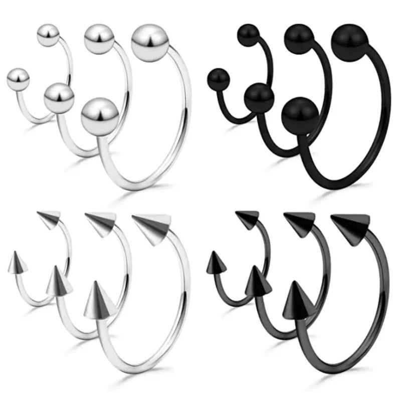 Punk C Shape Steel Nose Ring Horseshoe Lip Ring puncture Hook Clip Earrings Septum No Allergic Body Piercing Jewelry Nose Rings - Image 2