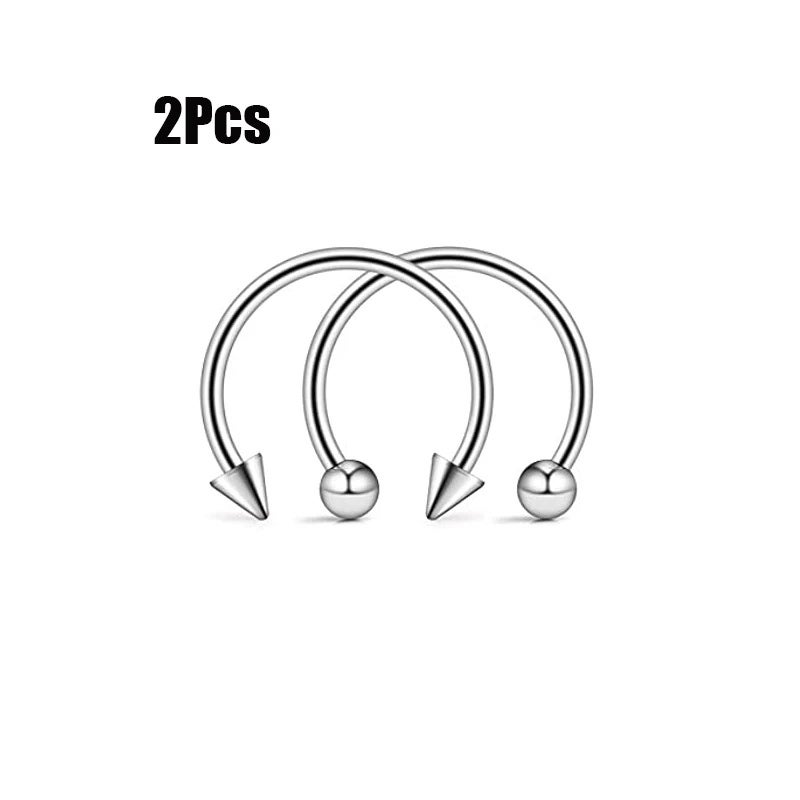 Punk C Shape Steel Nose Ring Horseshoe Lip Ring puncture Hook Clip Earrings Septum No Allergic Body Piercing Jewelry Nose Rings - Image 1