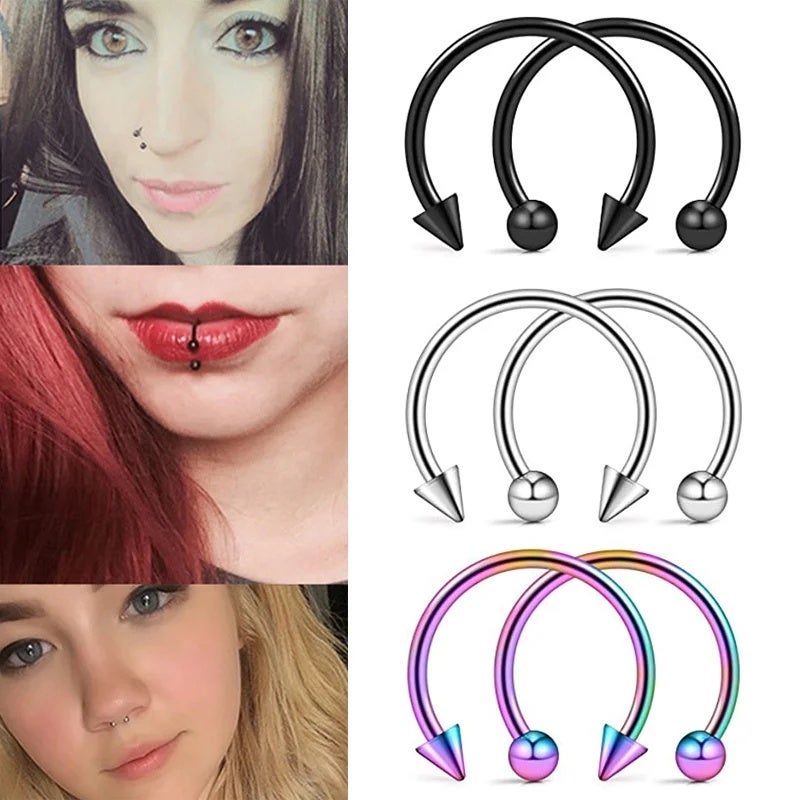 Punk C Shape Steel Nose Ring Horseshoe Lip Ring puncture Hook Clip Earrings Septum No Allergic Body Piercing Jewelry Nose Rings - Image 3