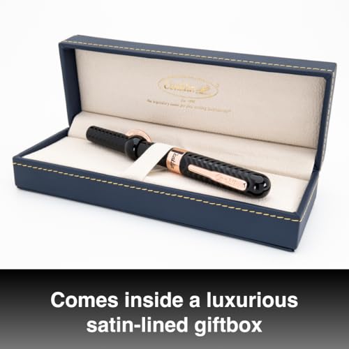Conklin Mark Twain Crescent Filler Fountain Pen Black Chase with 18 Karat Rose Gold Trim Flex Nib - Image 3