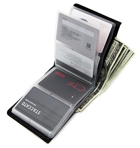 AI-DEE RFID Blocking Wallet - 6 Pages Leather Business Credit Card Holder Case/12 Credit Card Holder Slots Wallet Insert Card Sleeves - Black - Image 2