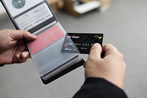 AI-DEE RFID Blocking Wallet - 6 Pages Leather Business Credit Card Holder Case/12 Credit Card Holder Slots Wallet Insert Card Sleeves - Black - Image 4
