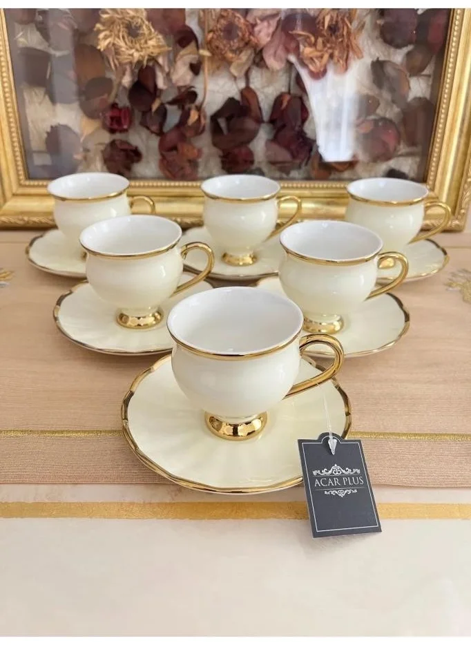 Acar 10691 Moipheus Porcelain Coffee Cup Set Cream