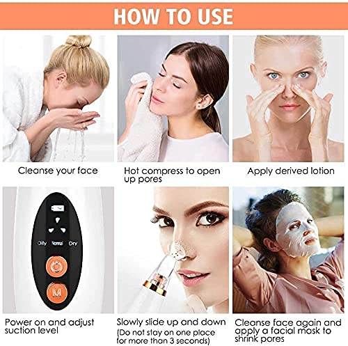 GLENOXZONE Skin Scrubber Exfoliator Facial Cleansing Brush Blackhead Whitehead Extractor Remover Device Acne Pimple Pore Cleaner Vacuum Suction Tool Massager For MenWomen Pore Cleaner Vacuum - Image 5