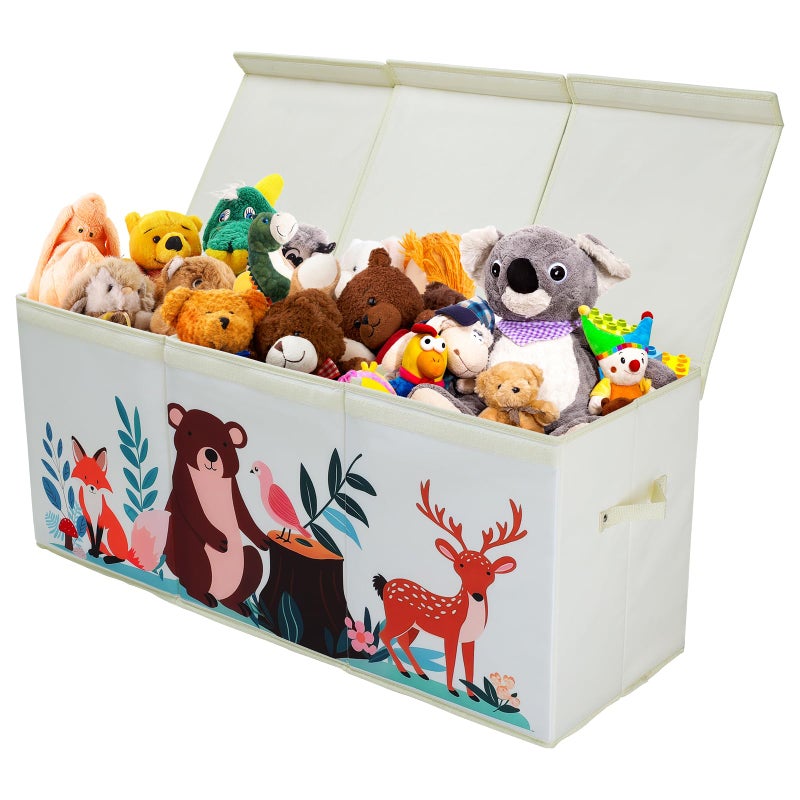 Decalsweet Toy Box Chest for Kids Collapsible Oxford Toy Storage Box with Handles for Boys Girls Extra Large Sturdy Waterproof Toy Organiser for Bedroom Playroom 377125157 Inch Forest Animals