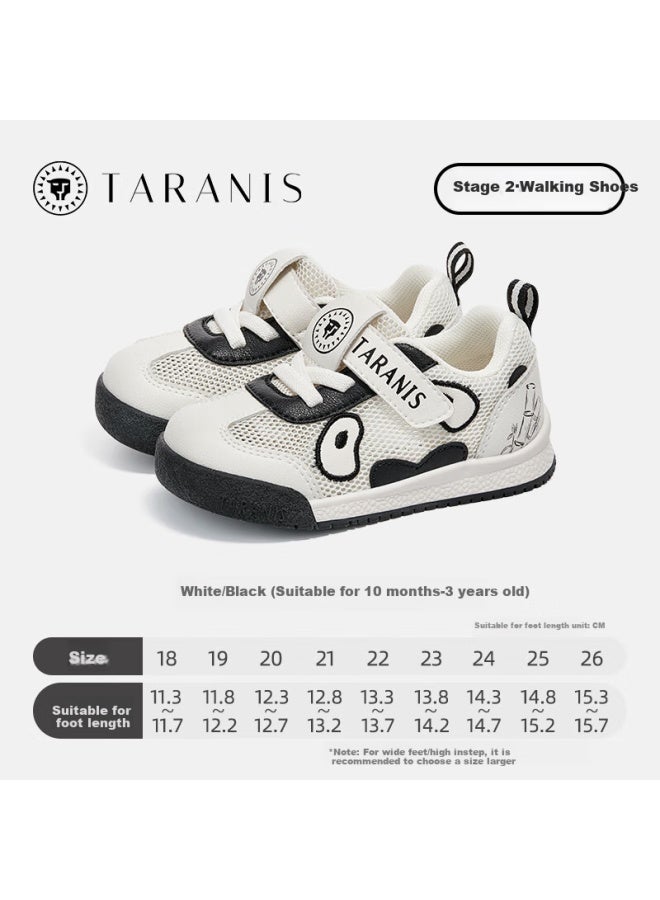 Taranis Spring And Summer Children's Shoes, Boys And Girls Toddler Walking Shoes, Soft-soled Functional Shoes, Baby Breathable Loafers, White/black, Size 22