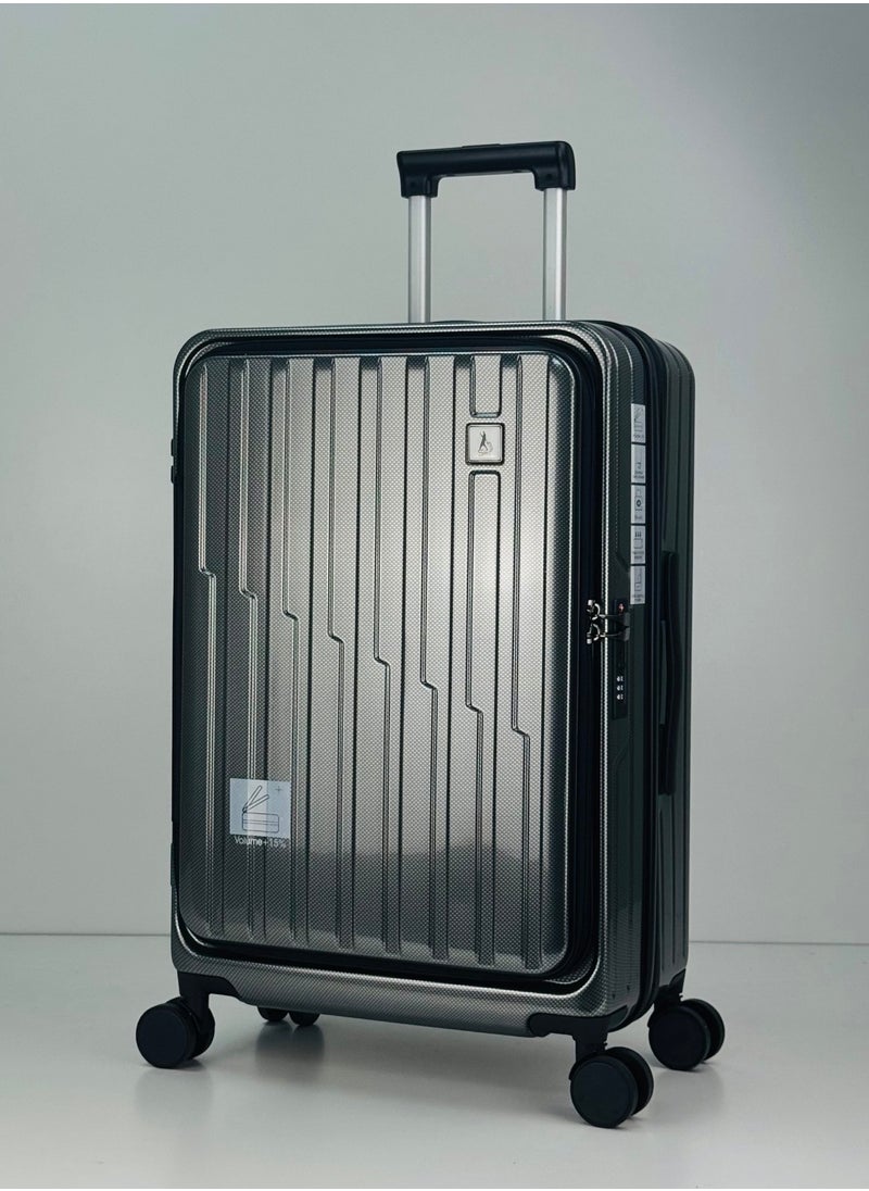 SAW & SEE Premium PC Unbreakable Front opening Hard Shell Luggage Set – 3-Piece Suitcase Set, Lightweight with Expandable upto 25 Percent Extra storage Trolley Bags with 4 double Spinner Wheels, TSA Approved Lock and Durable Travel Suitcases– 12 Kg, 23 Kg, 35 Kg - 20" / 24" / 28" – DARK GREY  - Image 2