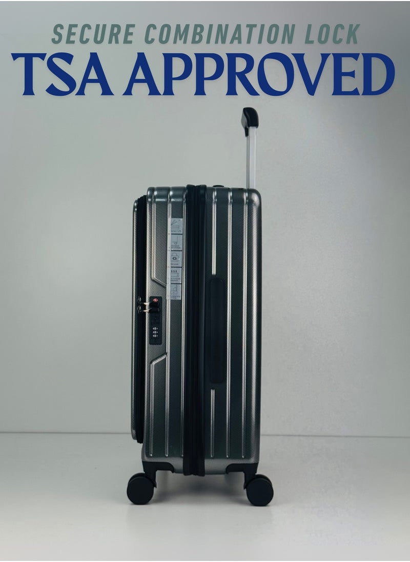 SAW & SEE Premium PC Unbreakable Front opening Hard Shell Luggage Set – 3-Piece Suitcase Set, Lightweight with Expandable upto 25 Percent Extra storage Trolley Bags with 4 double Spinner Wheels, TSA Approved Lock and Durable Travel Suitcases– 12 Kg, 23 Kg, 35 Kg - 20" / 24" / 28" – DARK GREY  - Image 4
