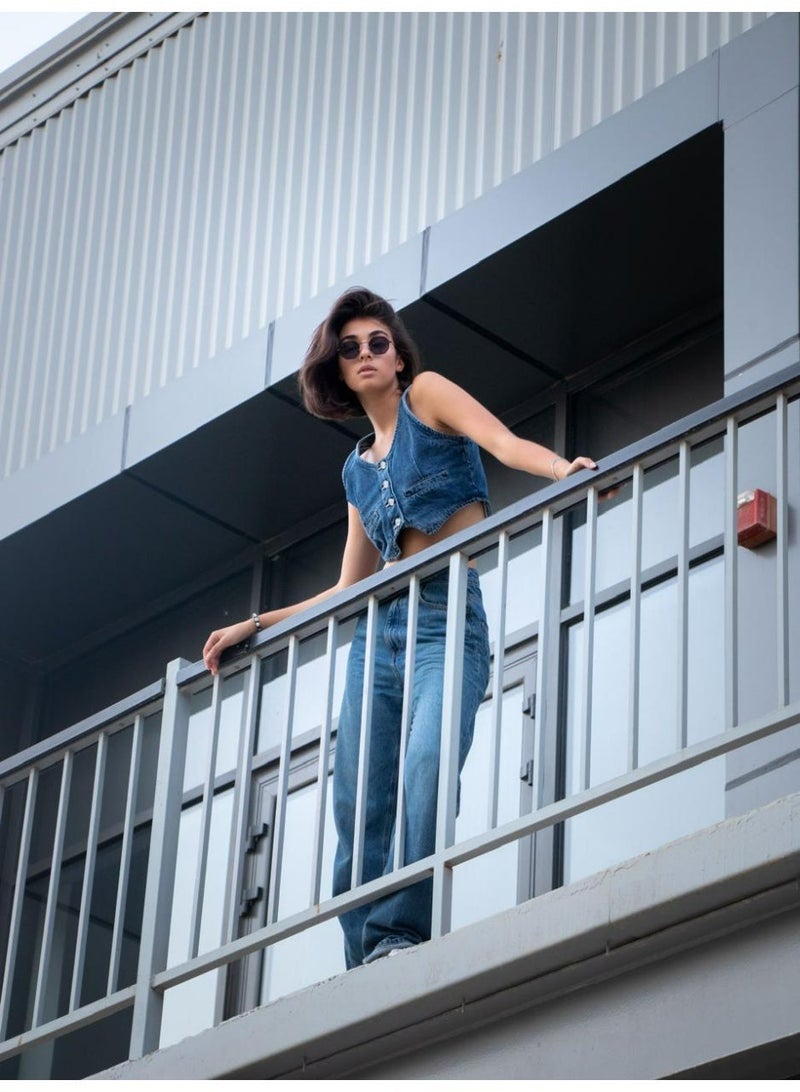 Women’s Cropped Denim Vest Top – Sleeveless Button-Up Jeans Vest with Vintage Inspired Slim Fit Casual Streetwear Design - Image 4