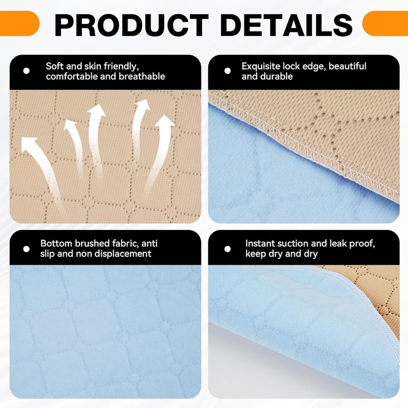 Aurvivia 3 Pcs Waterproof Seat Protector Pads - Washable Absorbent Incontinence Chair Pads for Adults & Elderly - Image 3