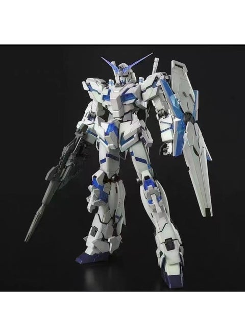 Gundam Assembled Model MG Attacks Free MB Red Heretic Phoenix Perfect Unicorn Mech Handmade Toy-Color:MG-Blue And White Unicorn [Water Sticker Explosive Armor Weapon] Collection And Delivery Tools-Specifications:Seven-piece Set Of Tools To Send LED Lights