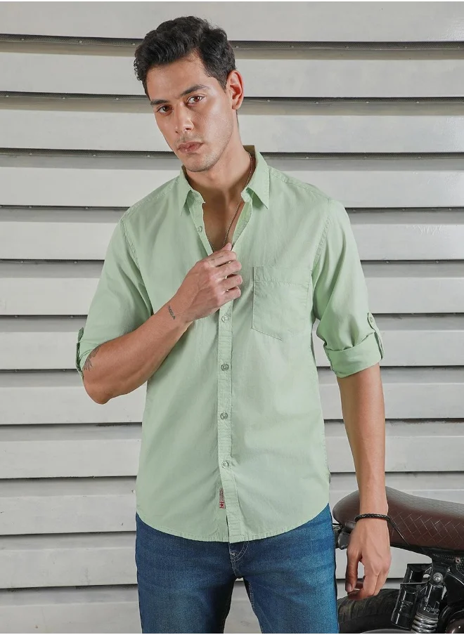 هاي ستار Men Green Shirts