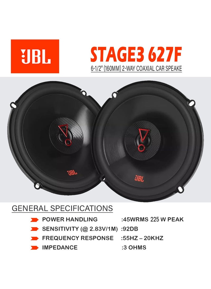 JBL Stage 3627F - 6.5 Inches Two-Way Car Audio Speaker, No Grill, Black  - Image 2