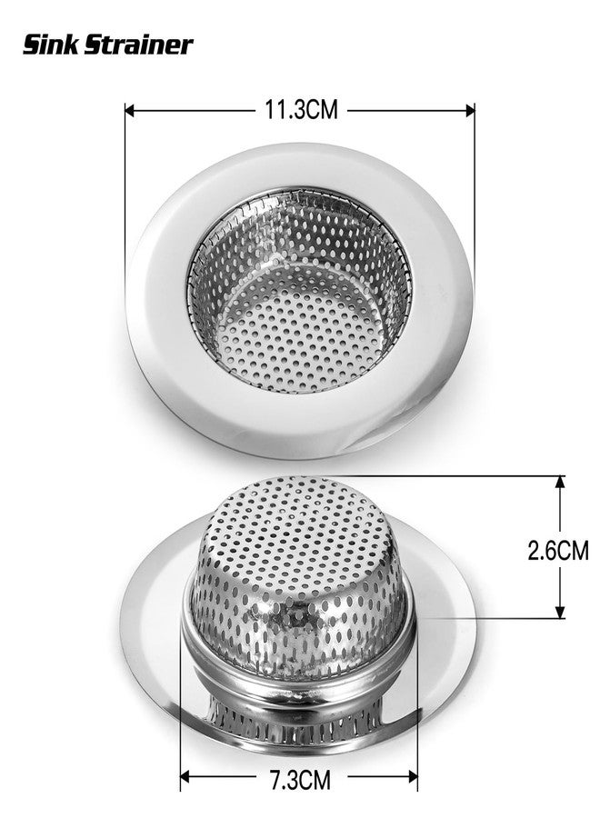 CORNERJOY 4.5 Inch Diameter Rim Heavy Duty Stainless Steel Kitchen Sink Basket Strainer and 3.38" Diameter Stainless Steel Kitchen Sink Stopper(Pack of 2) - Image 3
