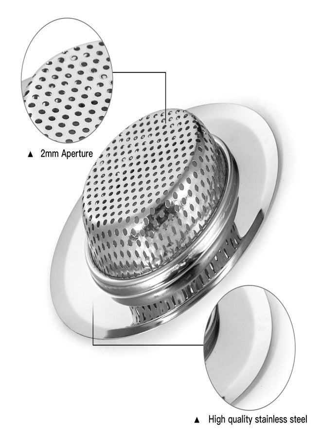 CORNERJOY 4.5 Inch Diameter Rim Heavy Duty Stainless Steel Kitchen Sink Basket Strainer and 3.38" Diameter Stainless Steel Kitchen Sink Stopper(Pack of 2) - Image 5