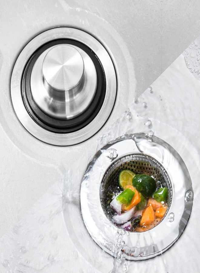 CORNERJOY 4.5 Inch Diameter Rim Heavy Duty Stainless Steel Kitchen Sink Basket Strainer and 3.38" Diameter Stainless Steel Kitchen Sink Stopper(Pack of 2) - Image 4