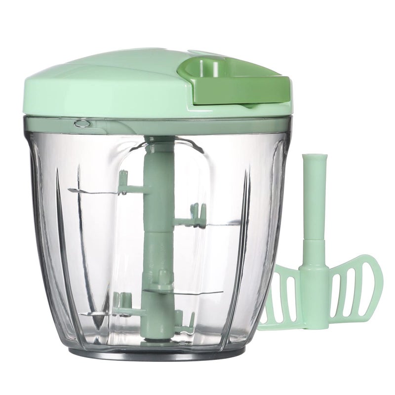 Cambom Manual Food Chopper Vegetable Cutter, Hand String Vegetable Chopper Onions Cutter for Vegetable Fruits Nuts BPA Free Food Safe Material, 900ml Green - Image 1