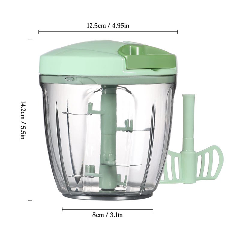 Cambom Manual Food Chopper Vegetable Cutter, Hand String Vegetable Chopper Onions Cutter for Vegetable Fruits Nuts BPA Free Food Safe Material, 900ml Green - Image 5
