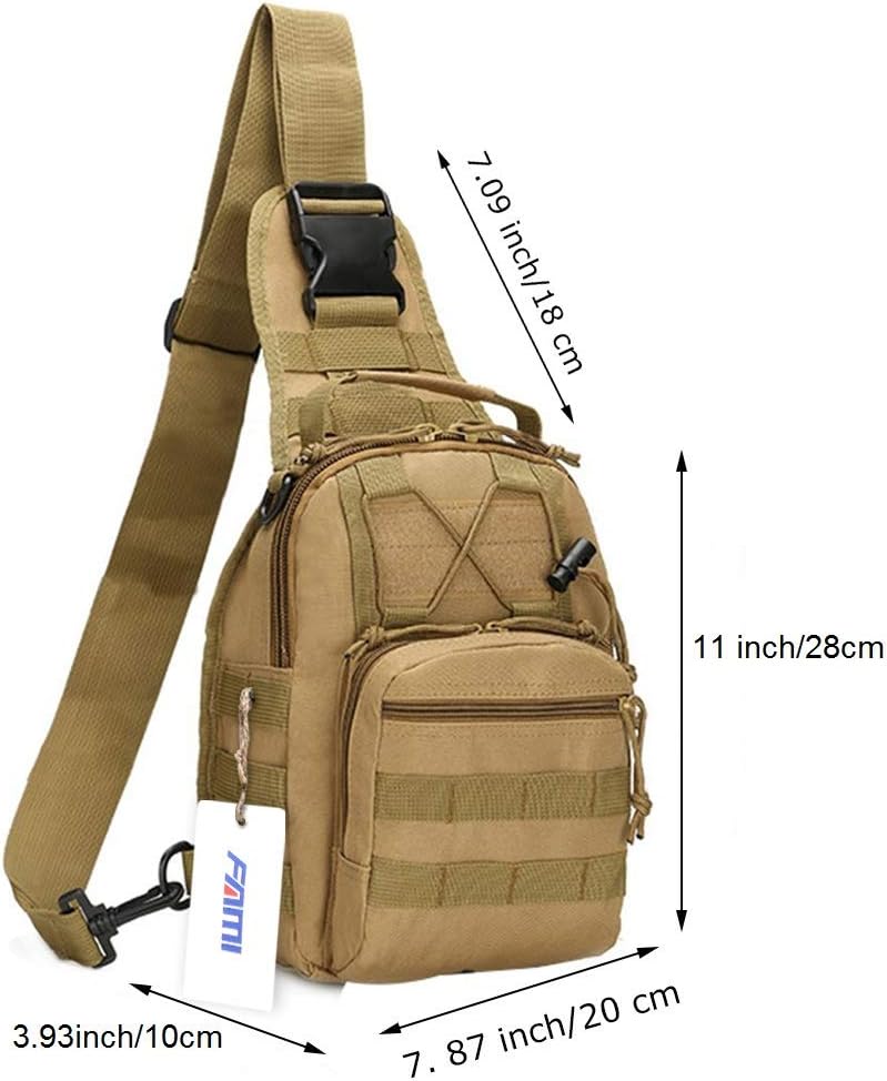 FAMI Outdoor Tactical Bag Backpack, Military Sport Bag Pack Sling Shoulder Backpack Tactical Satchel for Every Day Carry (Tan) - Image 2