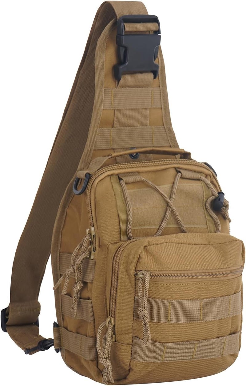 FAMI Outdoor Tactical Bag Backpack, Military Sport Bag Pack Sling Shoulder Backpack Tactical Satchel for Every Day Carry (Tan) - Image 1