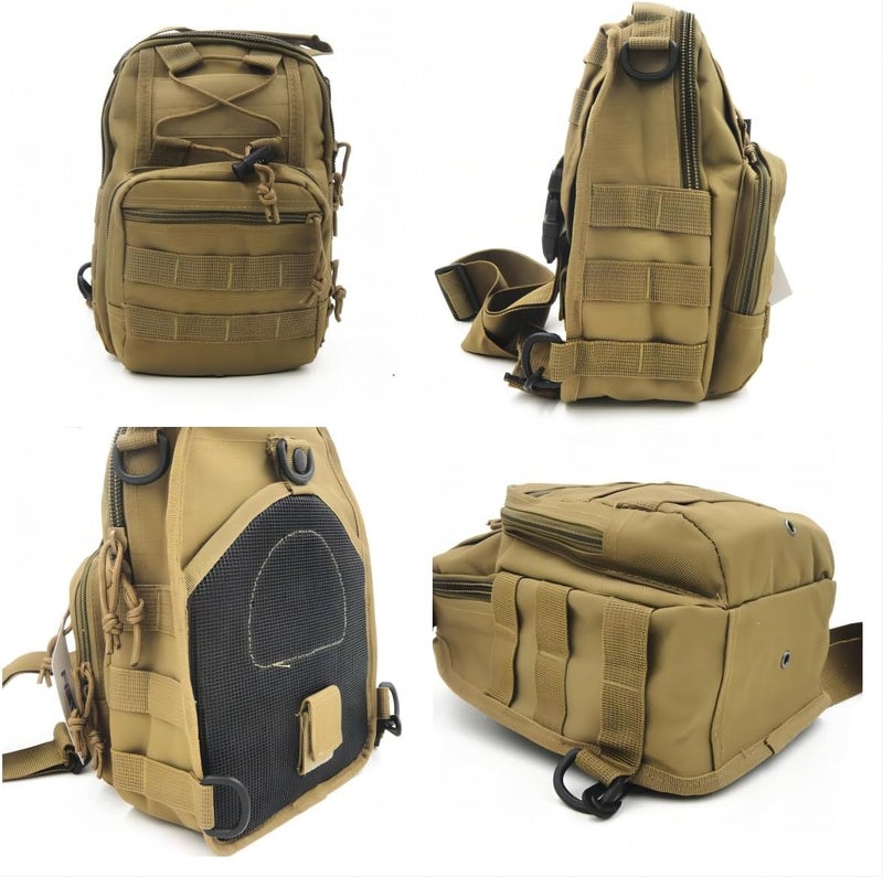 FAMI Outdoor Tactical Bag Backpack, Military Sport Bag Pack Sling Shoulder Backpack Tactical Satchel for Every Day Carry (Tan) - Image 5