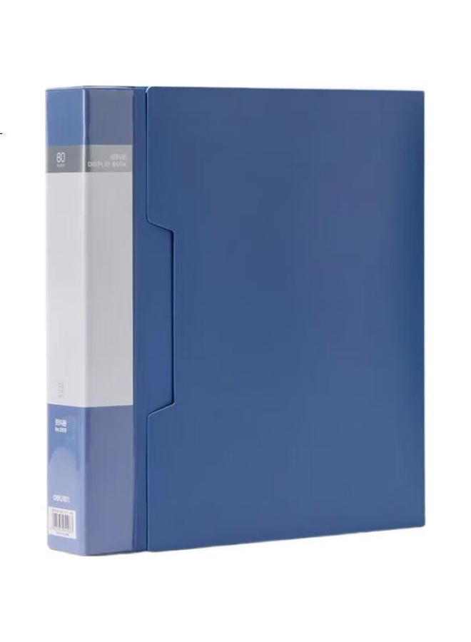 Deli A4/80-Page Large Capacity File Folder For Primary And Secondary School Students, Loose-Leaf Organizer With Pockets, Document Holder, Id Card Protector, Office Supplies, Blue, 5108 - Image 3