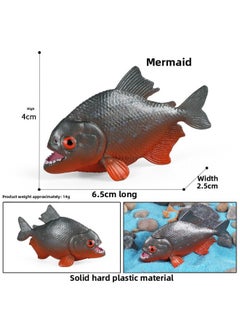 Generic Children's Solid Simulation Seabed Life Marine Animal Model Toy Ornament Box Fish Grain Sudor Box Puffer Baby Fish-Color:M-2644 Piranha  - Image 1