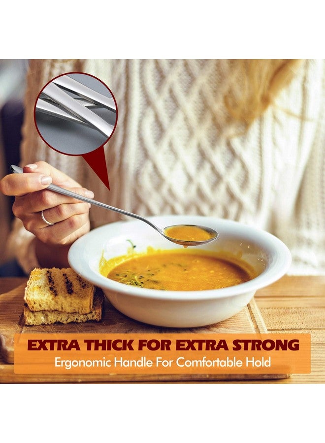 Hiware 12Piece Soup Spoons Round Stainless Steel Bouillon Spoons - Image 4