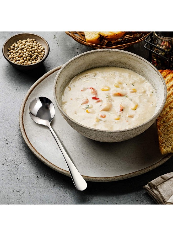 Hiware 12Piece Soup Spoons Round Stainless Steel Bouillon Spoons - Image 5