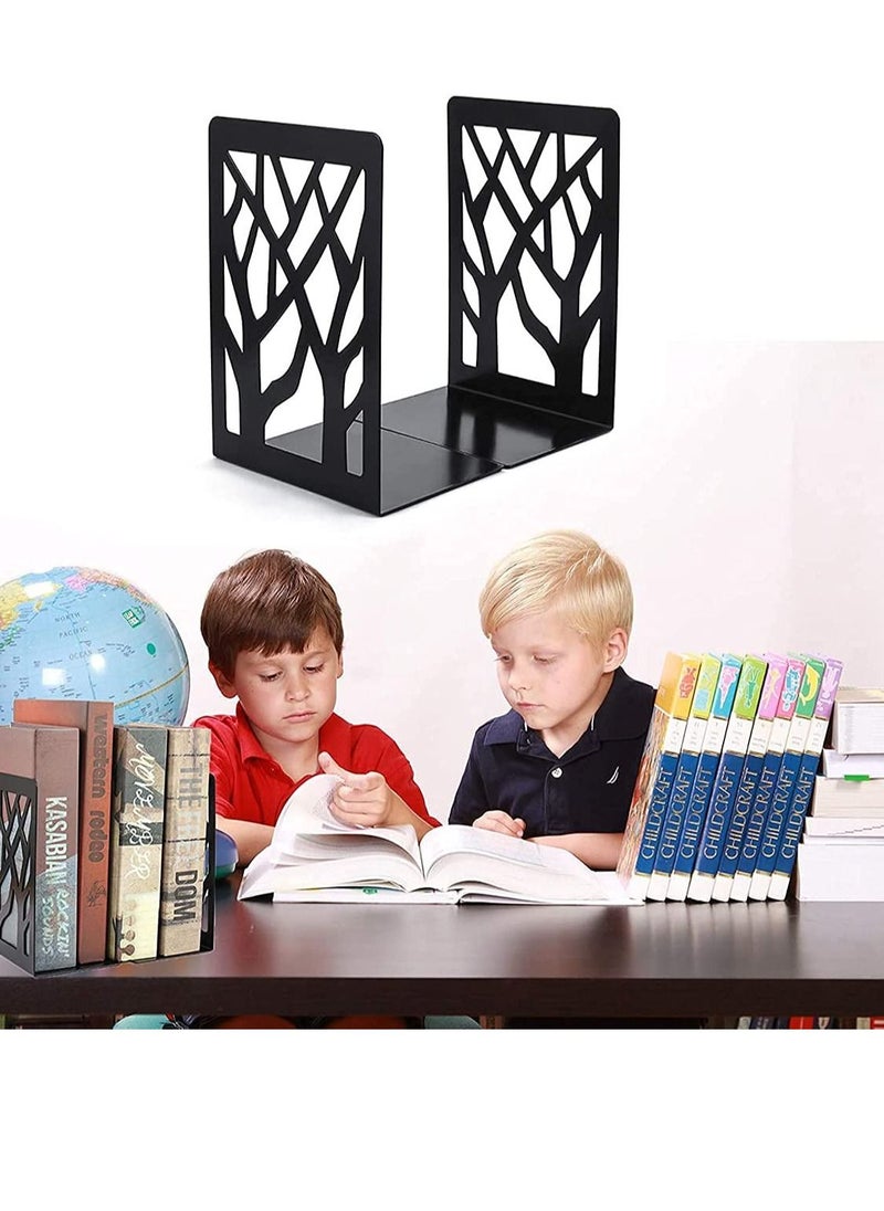 Generic - Bookends Book Stand Book Ends for Shelves Bookends for Office Book Ends for Heavy Books, Book Shelf Holder Stand Home Decorative Metal Bookend Supports Book Stoppers Black 1 Pairs - Image 1