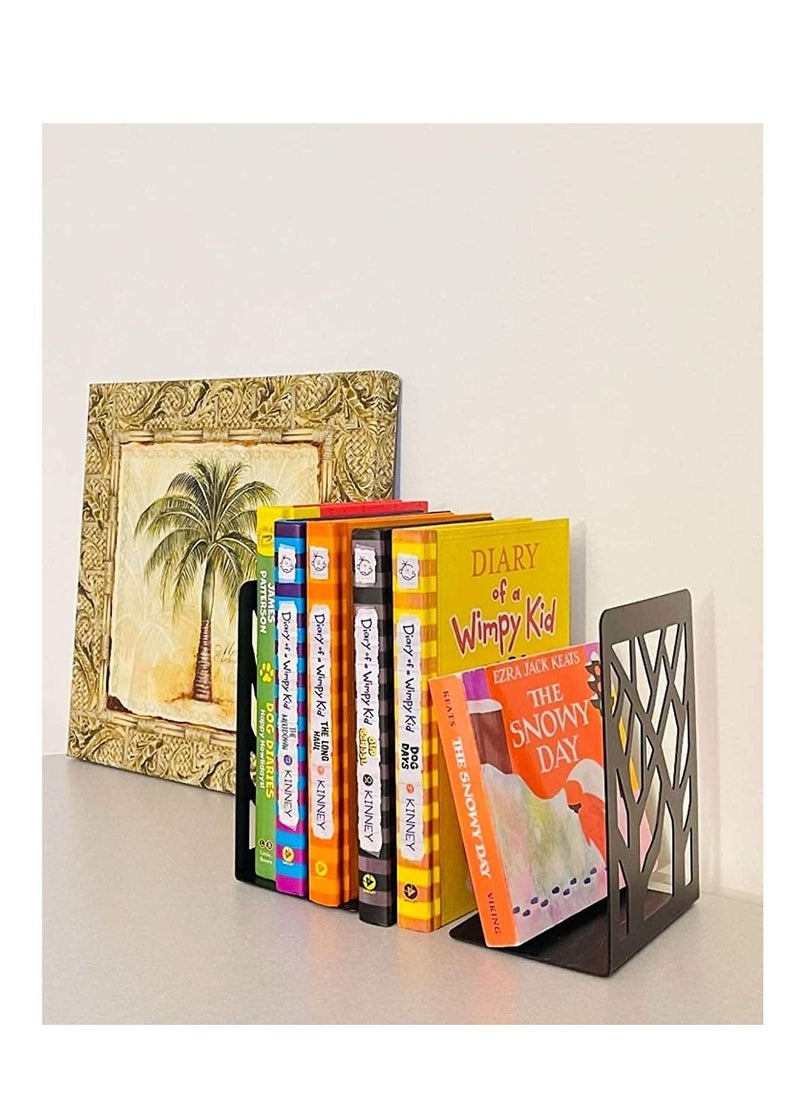 Generic - Bookends Book Stand Book Ends for Shelves Bookends for Office Book Ends for Heavy Books, Book Shelf Holder Stand Home Decorative Metal Bookend Supports Book Stoppers Black 1 Pairs - Image 1