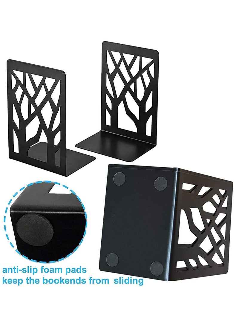 Generic - Bookends Book Stand Book Ends for Shelves Bookends for Office Book Ends for Heavy Books, Book Shelf Holder Stand Home Decorative Metal Bookend Supports Book Stoppers Black 1 Pairs - Image 1